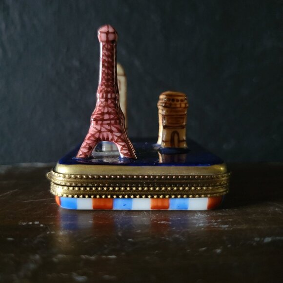 Vtg Limoges Trinket Box Paris Landmarks, Paris Olympics, Peint Main 6/50 c. 2001 - Picture 5 of 10